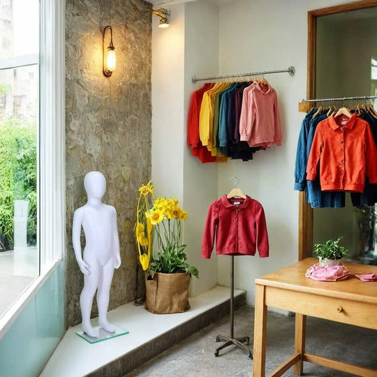 Matt White Unisex Child Egghead Mannequin in Standing Pose - 3 To 4 Years