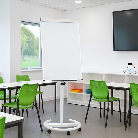 Non-Magnetic Height Adjustable Round Based Flip Chart Easel - 700mm x 1000mm