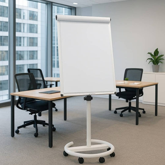 Magnetic Height Adjustable Round Based Flip Chart Easel - 700mm x 1000mm