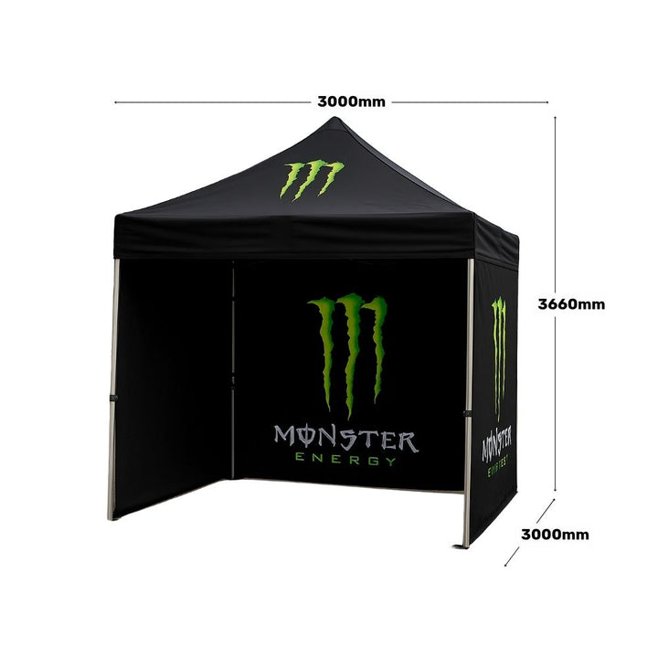 Custom 3m promotional gazebo – full wall pop-up tent with printing and weights for forecourts, markets or trade shows  
