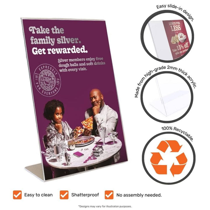 A3 portrait brochure holders – set of 6 freestanding acrylic displays for literature and flyers