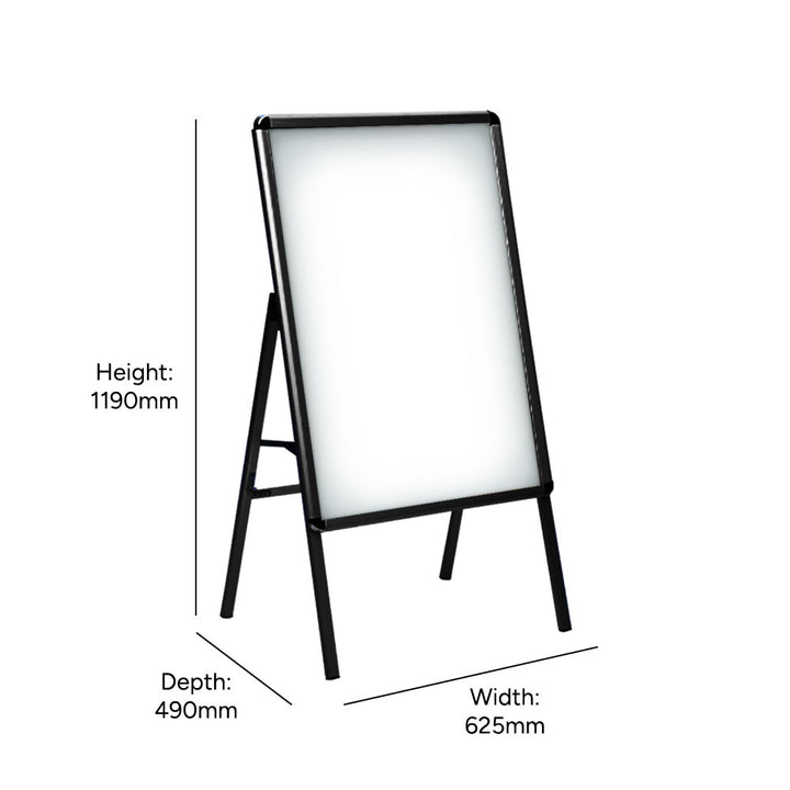 Commercial A1 black A-frame sign – durable one-sided display board for outdoor use