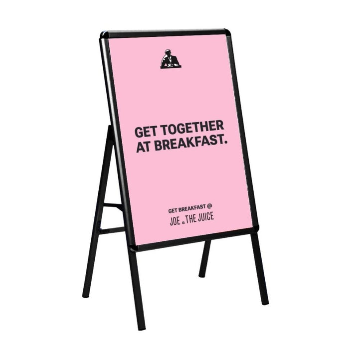 One-sided A1 pavement sign – black aluminium A-frame ideal for storefront advertising