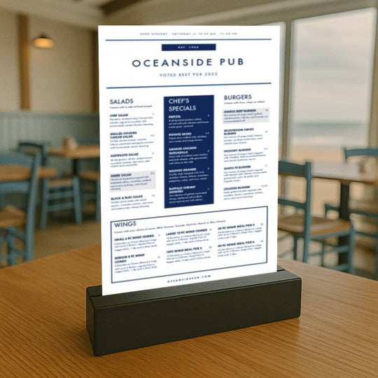 Pack of 10 Black Wooden Menu Holder Blocks - 148mm