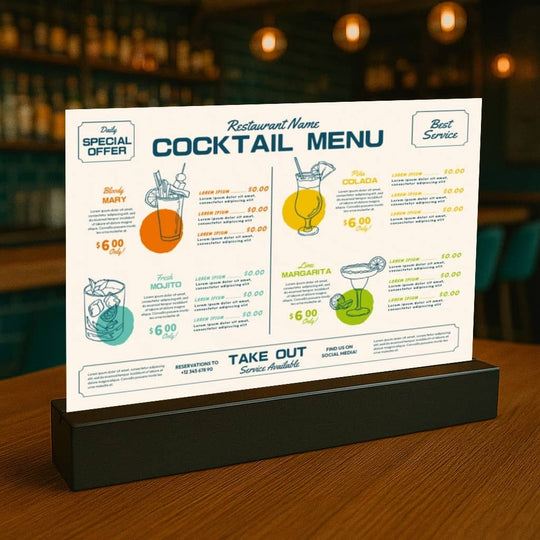 Pack of 10 Black Wooden Menu Holder Block - 210mm