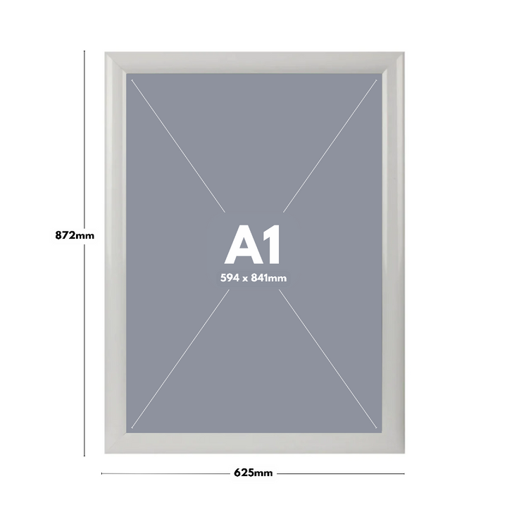 Professional-grade A1 white snap frames – bundle of 10 with clean 25mm mitred aluminium frame and mounts