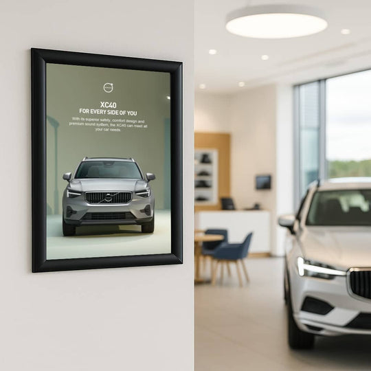 Pack of 10 A2 Black Poster Snap Frame 25mm Mitred Frame With Wall Fixings