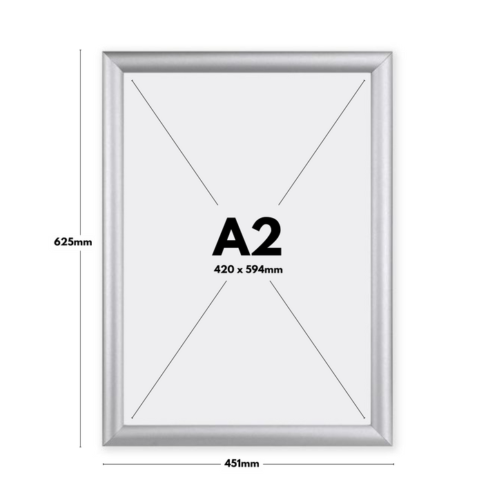 Aluminium A2 snap frame set – 10 silver poster holders with secure wall fixings for offices and reception areas