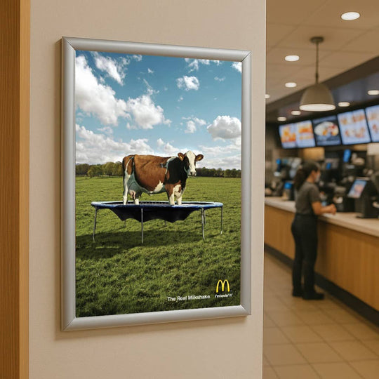 Pack of 10 A2 Silver Poster Snap Frame 25mm Mitred Frame With Wall Fixings