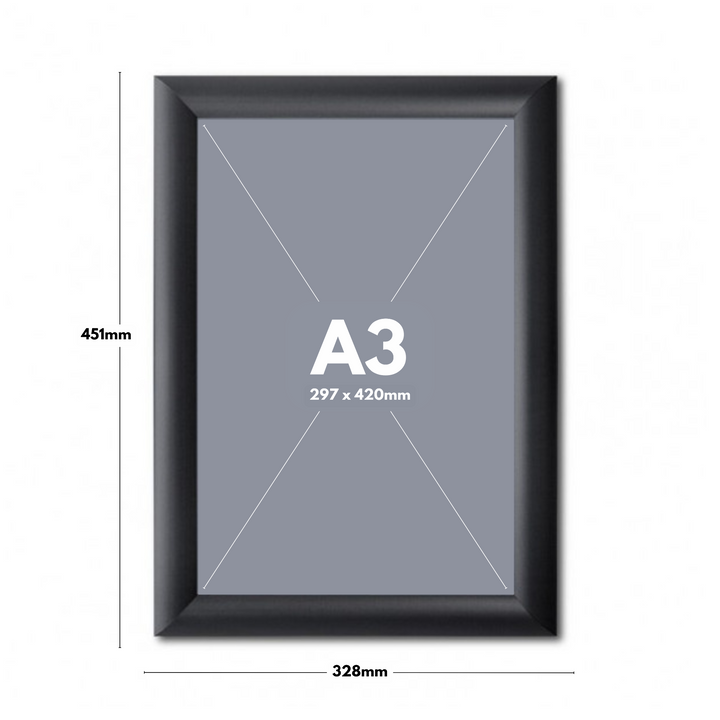 A3 snap frame pack in black – 10 mitred aluminium poster holders with secure wall fixings included