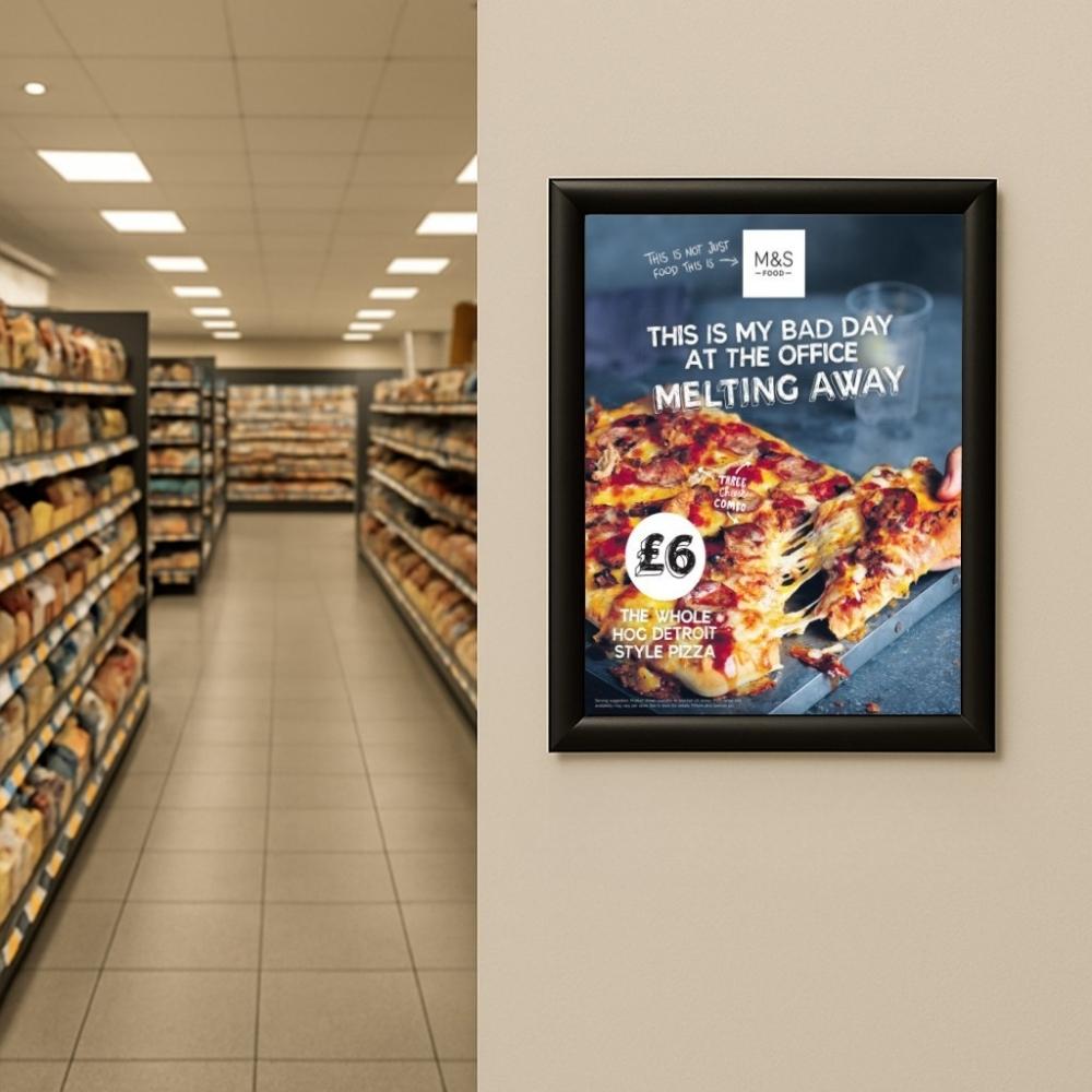A3 Black Snap Frame Poster Holder with Anti-Glare Cover | Displaysense