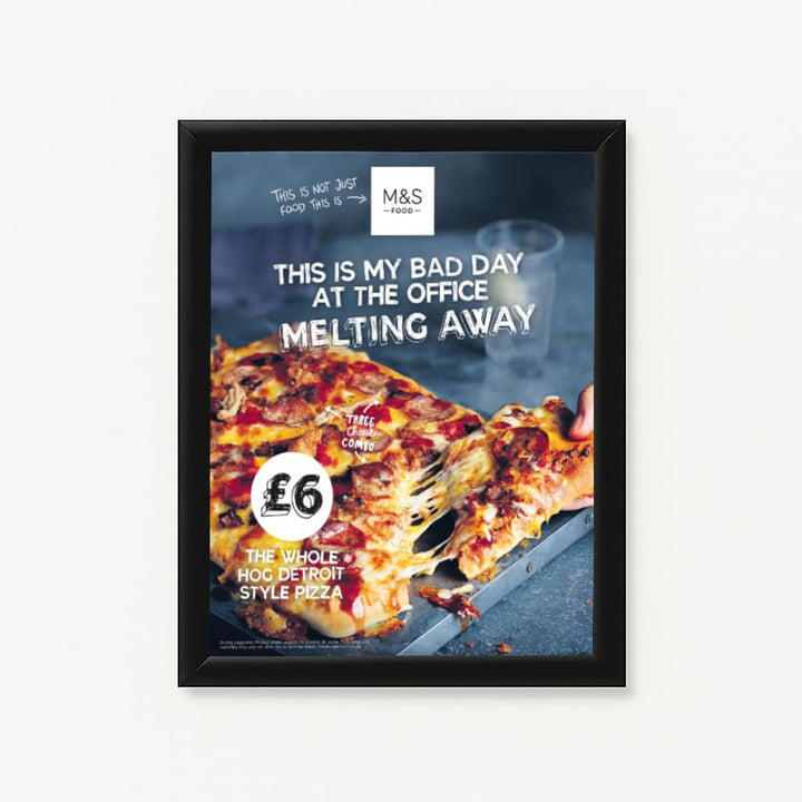 Pack of 10 A3 poster holders – black aluminium snap frames with 25mm profile and wall mounting kit