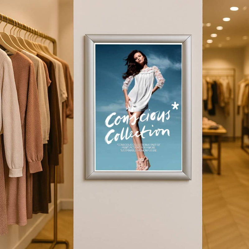 Pack of 10 A4 silver snap frames – 25mm mitred poster holders with wall fixings for notices and promotions