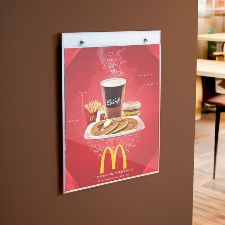 Clear A3 acrylic wall display holders – set of 12 poster mounts for offices, schools or cafés