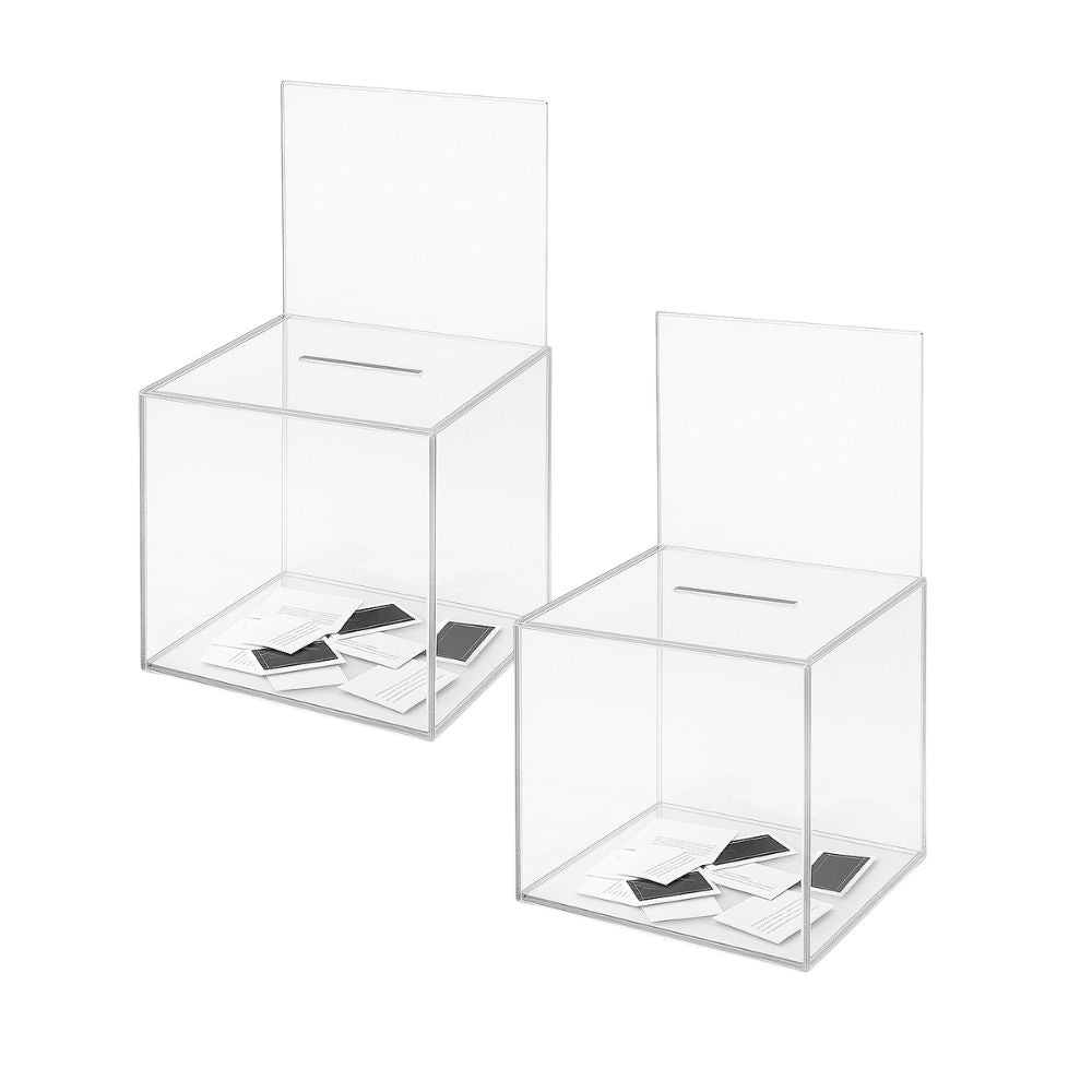 Pack of 2 Medium Clear Acrylic Suggestion Box with Insert