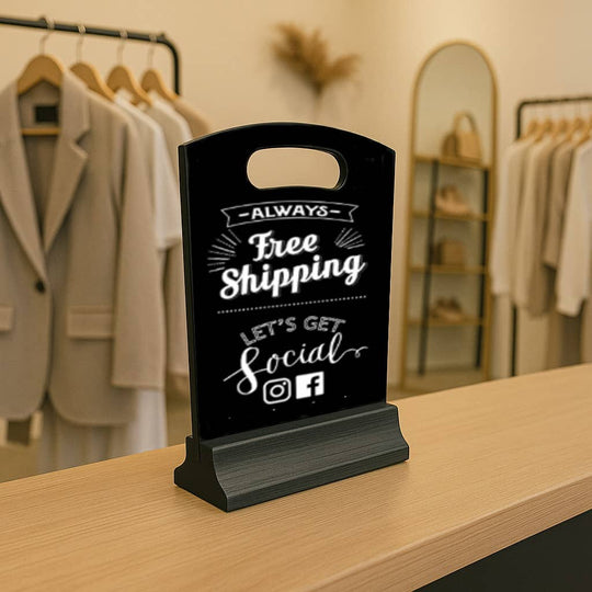 Pack of 5 Black Countertop A5 Chalkboards on Wooden Base