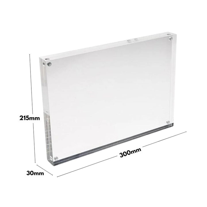 Magnetic A4 acrylic sign holders – durable 30mm display blocks for luxury point-of-sale areas