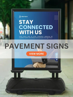 Weather-resistant pavement sign with bold graphics and a stable base for high-visibility marketing.
