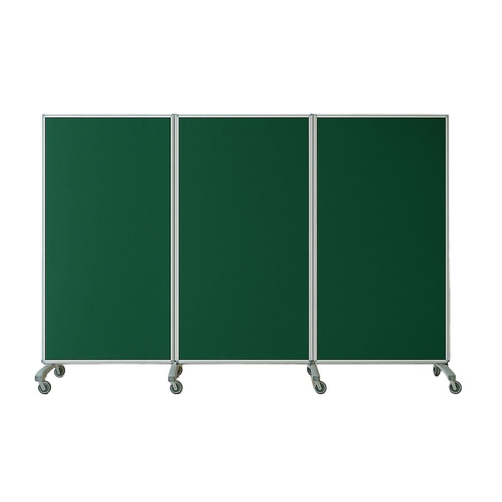 Green Triple Mobile Partitioning Noticeboard – 3600mm | Displaysense