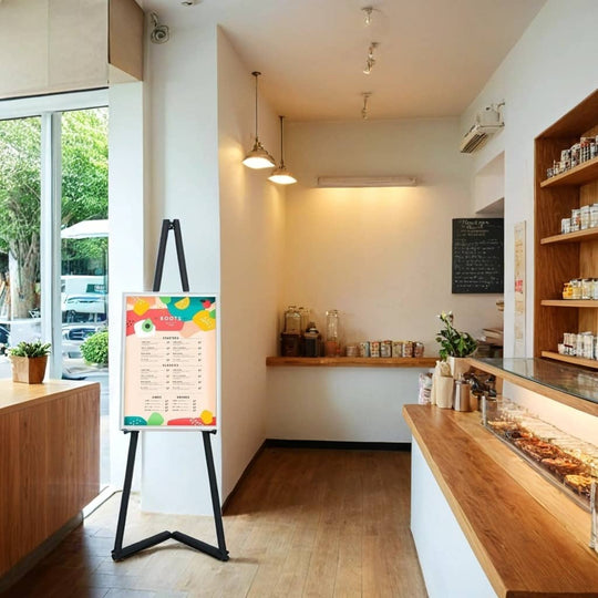 Portable Height Adjustable Black Steel Easel for Chalkboards and Snap Frames - 1500mm High x 536mm Wide