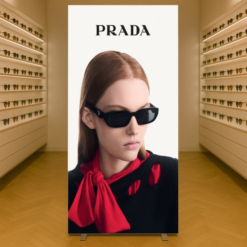 Single sided LED lightbox display panel in an optician store