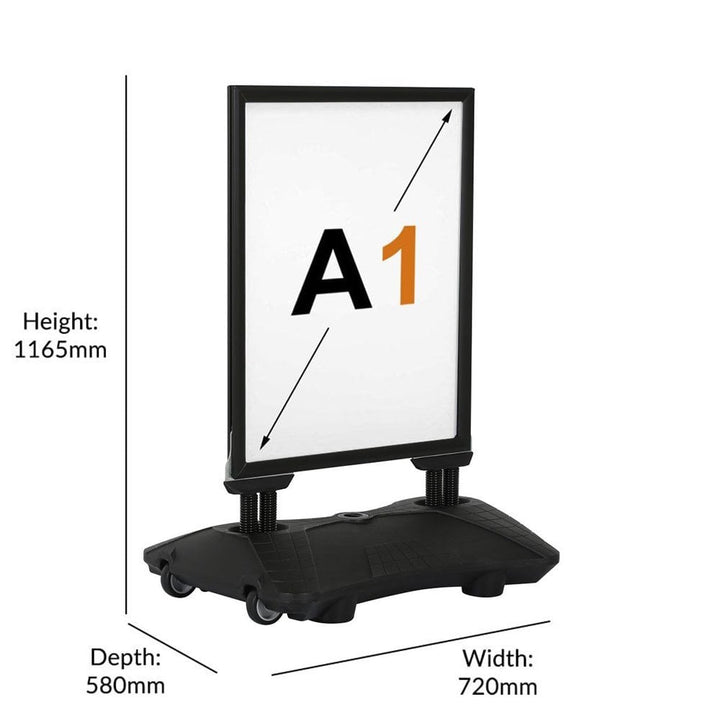 Commercial A1 pavement board – black water-based sign for outdoor promotions and shopfront displays