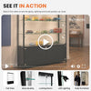 Retail display cabinet – black aluminium with single lockable glass door, 3 adjustable shelves and bright LED lighting