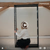 Step-by-step assembly of a Displaysense DTS black glass display cabinet, from flat-pack to finished lockable unit