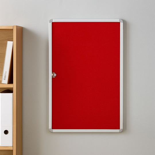 Fire Retardant Tamperproof Red Felt Noticeboard - 600mm x 900mm