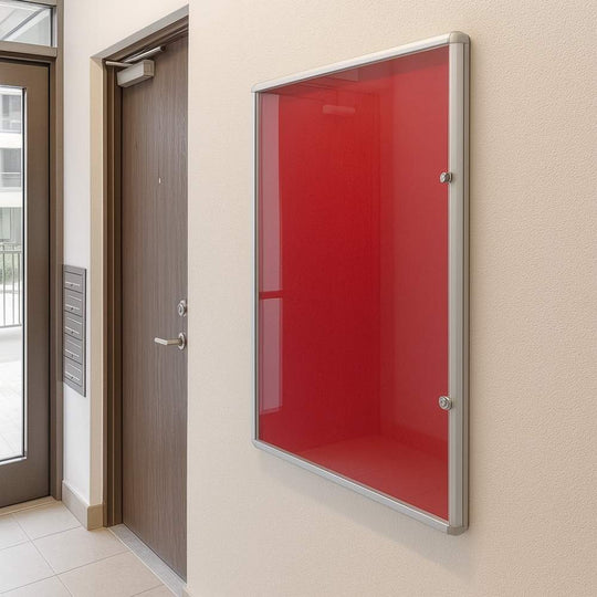 Tamperproof Red Felt Aluminium Frame Noticeboard - 900mm x 600mm