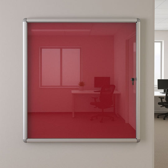 Tamperproof Red Felt Aluminium Frame Noticeboard - 1200mm x 1200mm