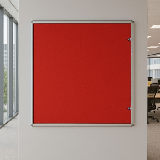 Fire Retardant Tamperproof Red Felt Noticeboard - 1200mm x 1200mm