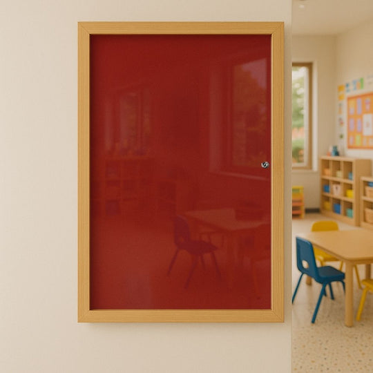 Eco-Friendly Lockable Tamperproof Red Felt Noticeboard - 900mm x 1200mm