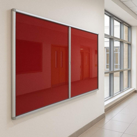 Fire Retardant Tamperproof Red Felt Noticeboard - 1800mm x 1200mm