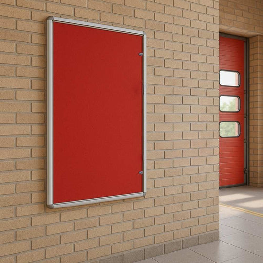 Fire Retardant Tamperproof Red Felt Noticeboard - 1200mm x 900mm