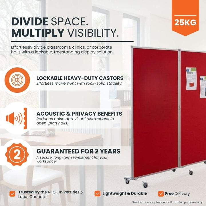 red-freestanding-partition-screen-with-heavy-duty-lockable-castors-acoustic-privacy-panels-and-modular-design-for-flexible-room-division
