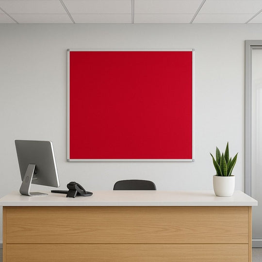 Red Felt Noticeboard with Aluminium Frame - 1200mm x 1200mm