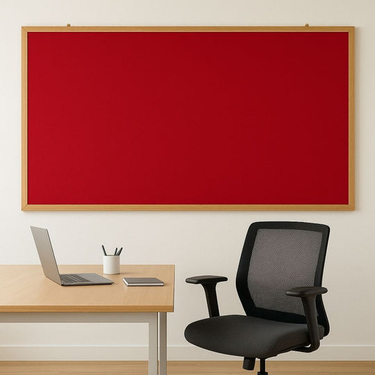 Eco-Friendly Red Felt Noticeboard with Wood Effect Frame - 2400 x 1200mm