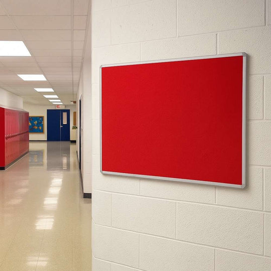 Red Felt Noticeboard with Aluminium Frame - 1200mm x 900mm