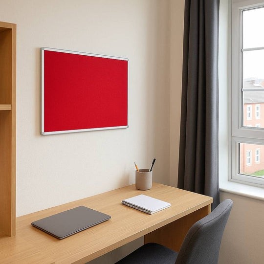 Red Felt Noticeboard with Aluminium Frame - 900mm x 600mm