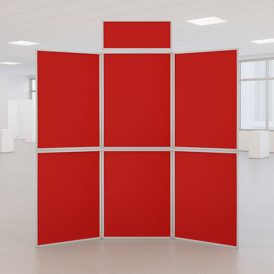 Red 6-Panel Floorstanding Fold-Up Display Board Screen - 1800mm x 2050mm