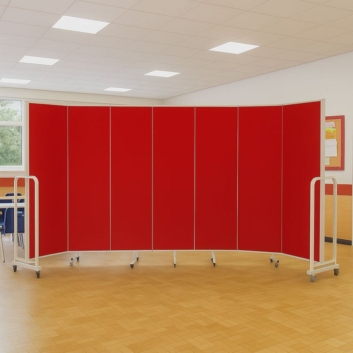Red Screen Divider Red 7 Panel Acoustic Mobile Display Partition | Displaysense