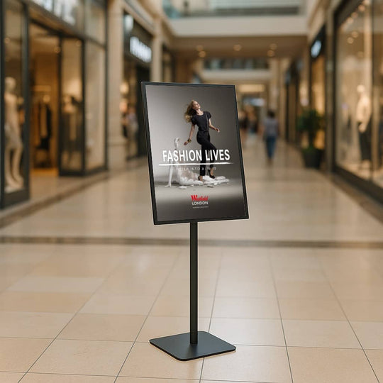 Black A3 Freestanding Sign Display Stand with Adjustable Orientation
