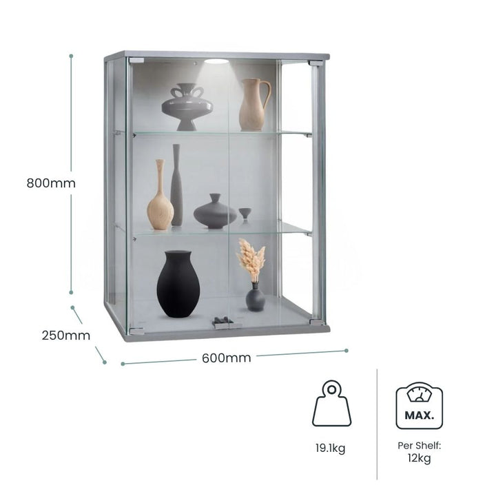 silver-finish-wall-mounted-glass-display-cabinet-with-sliding-doors-600mm-width-800mm-height-250mm-depth-19-1kg-weight-with-glass-shelves-for-display