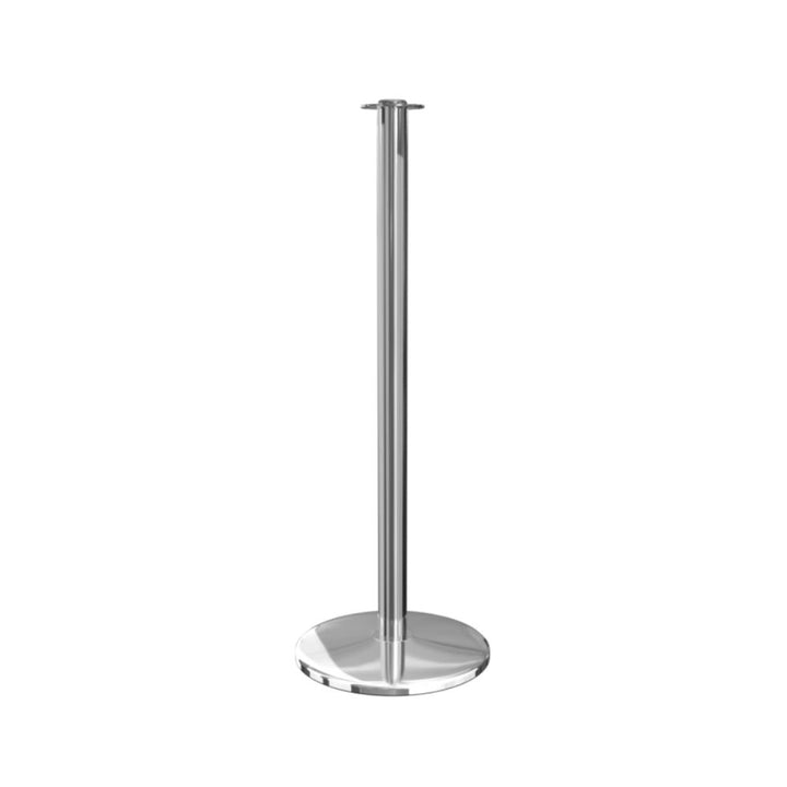Single chrome stanchion post displayed on a plain white background.