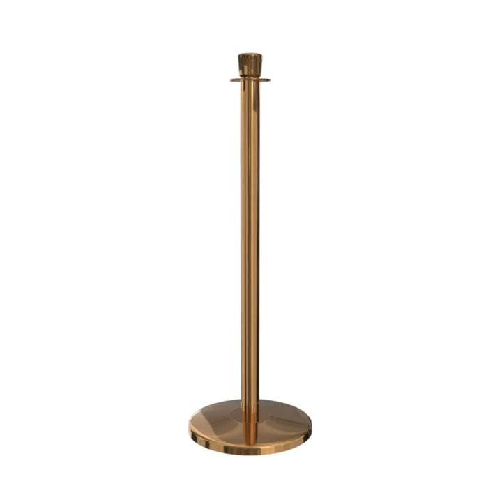 Single gold stanchion post with a crown top design photographed against a plain white background.