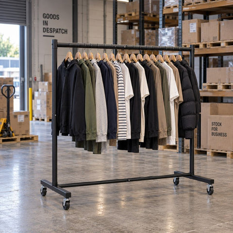 Super Heavy Duty 6ft Black Commercial Grade Steel Clothing Rail With 200kg Load Capacity