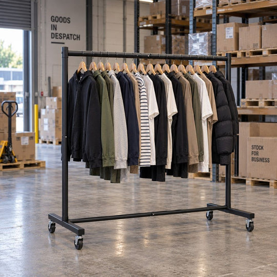 Super Heavy Duty 6ft Black Commercial Grade Steel Clothing Rail With 200kg Load Capacity