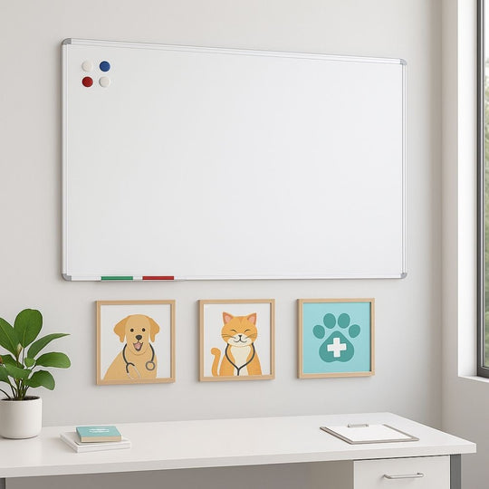 Magnetic Anti-Scratch 'VES' Steel Dry Wipe Whiteboard with Pen Ledge - 1200 X 900mm