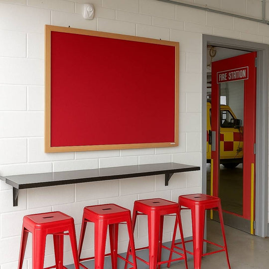 Eco-Friendly Red Felt Noticeboard with Wood Effect Frame - 1500 x 1200mm
